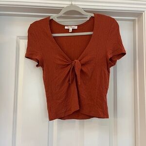 Tie Front Burnt Orange Top- Size M No Rest For Bridget